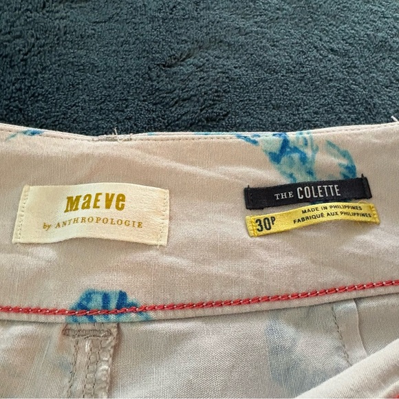 ANTHROPOLOGIE MAEVE Lobster Print Wide Leg Crop Pants! Cream shade Blue Lobster - Picture 8 of 14